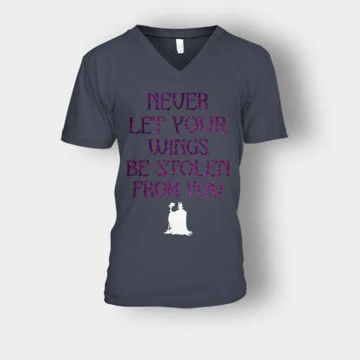 Never-Let-Your-Wings-Be-Stolen-From-You-Disney-Maleficient-Inspired-Unisex-V-Neck-T-Shirt-Dark-Heather