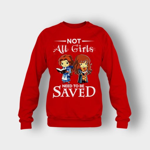 Not-All-Girls-Need-To-Be-Saved-Hermione-And-Belles-Disney-Beauty-And-The-Beast-Crewneck-Sweatshirt-Red