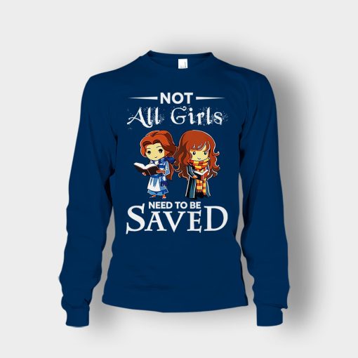 Not-All-Girls-Need-To-Be-Saved-Hermione-And-Belles-Disney-Beauty-And-The-Beast-Unisex-Long-Sleeve-Navy