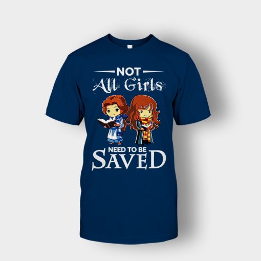 Not-All-Girls-Need-To-Be-Saved-Hermione-And-Belles-Disney-Beauty-And-The-Beast-Unisex-T-Shirt-Navy