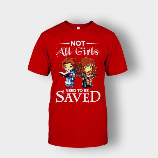 Not-All-Girls-Need-To-Be-Saved-Hermione-And-Belles-Disney-Beauty-And-The-Beast-Unisex-T-Shirt-Red