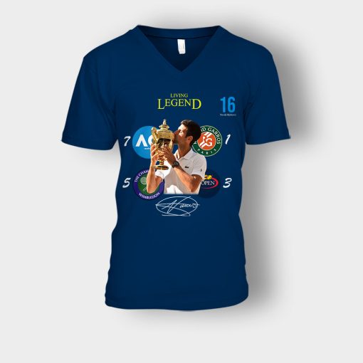 Novak-Djokovic-Living-Legend-Wimbledon-Champion-2019-Unisex-V-Neck-T-Shirt-Navy