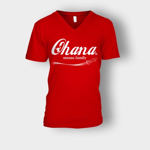 Ohana-Means-Family-Coca-Disney-Lilo-And-Stitch-Unisex-V-Neck-T-Shirt-Red