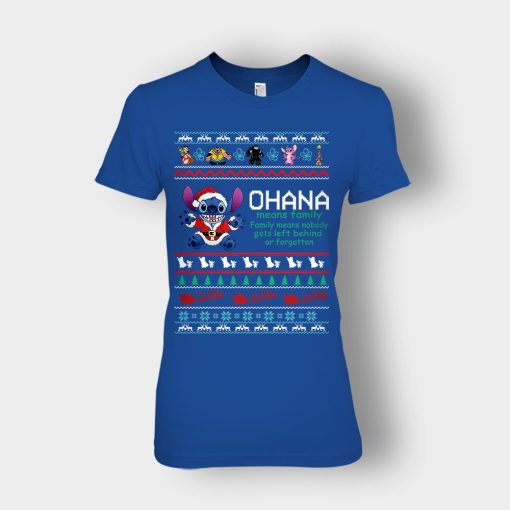 Ohana-Ugly-Knit-Disney-Lilo-And-Stitch-Ladies-T-Shirt-Royal