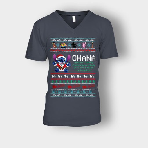 Ohana-Ugly-Knit-Disney-Lilo-And-Stitch-Unisex-V-Neck-T-Shirt-Dark-Heather