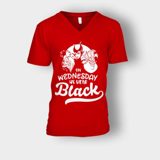 On-Wednesday-We-Wear-Black-Disney-Maleficient-Inspired-Unisex-V-Neck-T-Shirt-Red