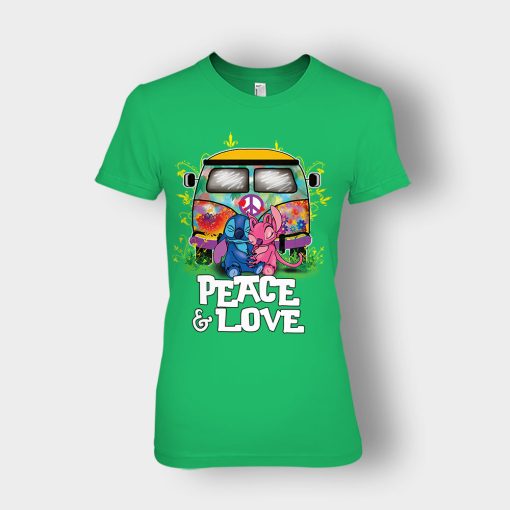 Peace-And-Love-Disney-Lilo-And-Stitch-Ladies-T-Shirt-Irish-Green