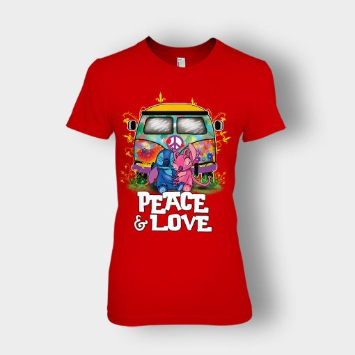 Peace-And-Love-Disney-Lilo-And-Stitch-Ladies-T-Shirt-Red