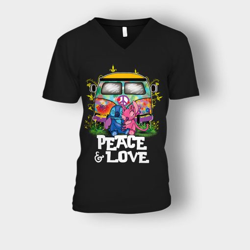 Peace-And-Love-Disney-Lilo-And-Stitch-Unisex-V-Neck-T-Shirt-Black