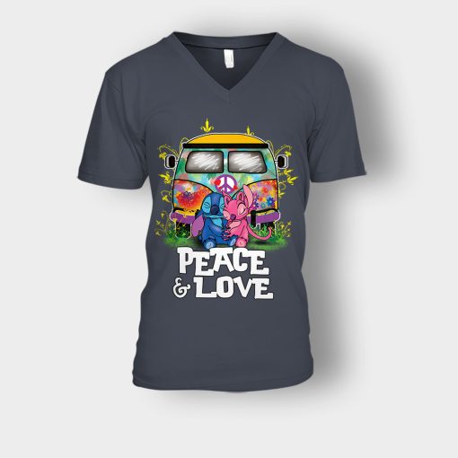 Peace-And-Love-Disney-Lilo-And-Stitch-Unisex-V-Neck-T-Shirt-Dark-Heather