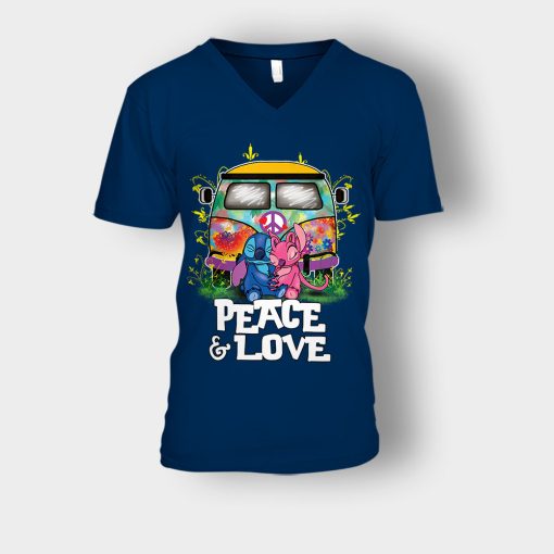 Peace-And-Love-Disney-Lilo-And-Stitch-Unisex-V-Neck-T-Shirt-Navy