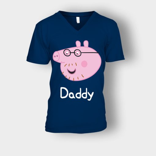 Peppa-Pig-Daddy-Pig-Unisex-V-Neck-T-Shirt-Navy