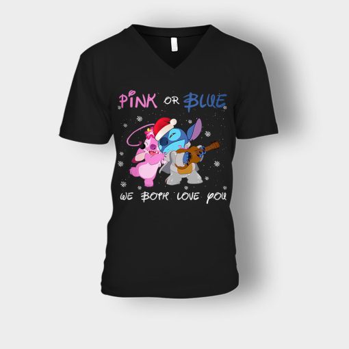 Pink-Or-Blue-We-Both-Love-You-Disney-Lilo-And-Stitch-Unisex-V-Neck-T-Shirt-Black