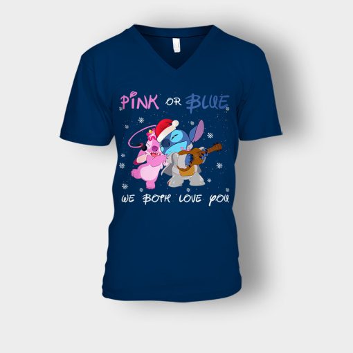 Pink-Or-Blue-We-Both-Love-You-Disney-Lilo-And-Stitch-Unisex-V-Neck-T-Shirt-Navy