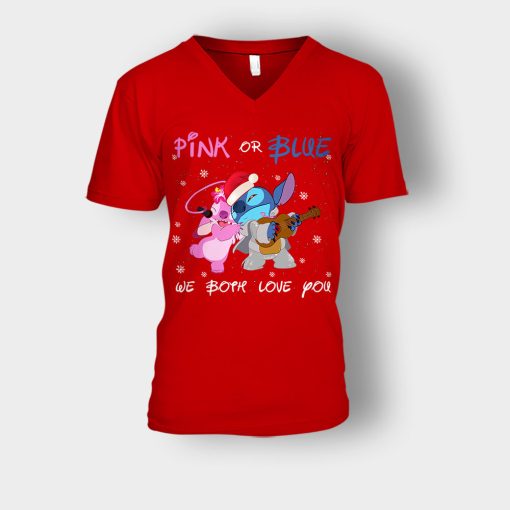 Pink-Or-Blue-We-Both-Love-You-Disney-Lilo-And-Stitch-Unisex-V-Neck-T-Shirt-Red