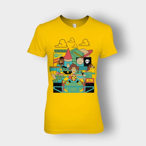 Pixar-Cartoon-Disney-Toy-Story-Ladies-T-Shirt-Gold