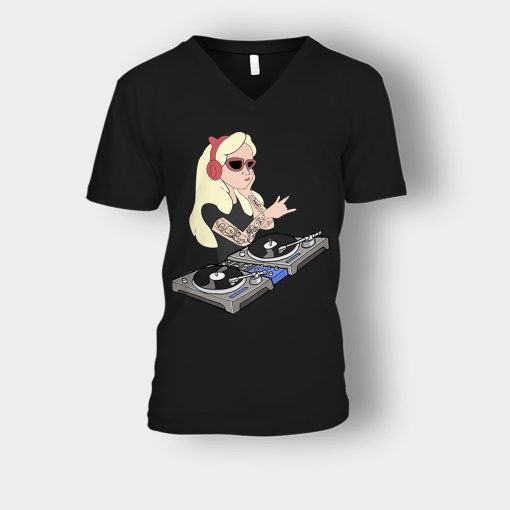 Princess-Dj-Disney-Unisex-V-Neck-T-Shirt-Black