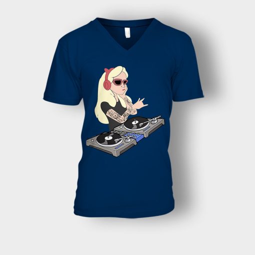 Princess-Dj-Disney-Unisex-V-Neck-T-Shirt-Navy