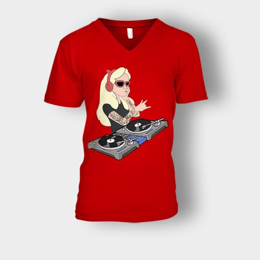 Princess-Dj-Disney-Unisex-V-Neck-T-Shirt-Red