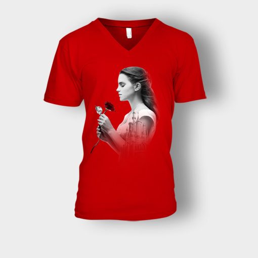 Princess-Trapped-In-Castle-Disney-Beauty-And-The-Beast-Unisex-V-Neck-T-Shirt-Red