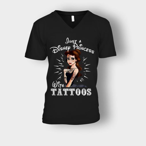 Princess-With-Tattoos-Disney-Unisex-V-Neck-T-Shirt-Black