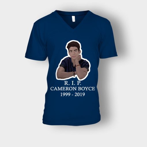 RIP-Cameron-Boyce-1999-2019-Rest-in-Peace-Cameron-Boyce-Unisex-V-Neck-T-Shirt-Navy