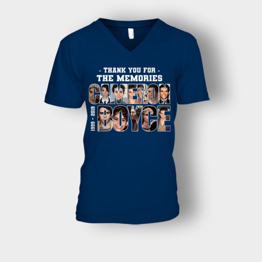 RIP-Cameron-Boyce-1999-2019-Thank-You-For-The-Memories-Rest-In-Peace-Unisex-V-Neck-T-Shirt-Navy