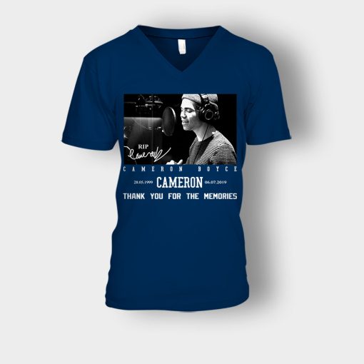 RIP-Cameron-Boyce-thanks-for-memories-Signature-Unisex-V-Neck-T-Shirt-Navy