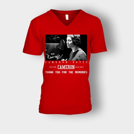 RIP-Cameron-Boyce-thanks-for-memories-Signature-Unisex-V-Neck-T-Shirt-Red