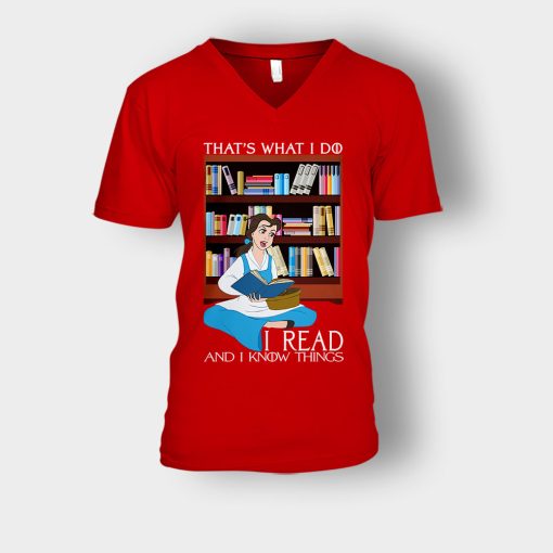 Reader-Disney-Beauty-And-The-Beast-Unisex-V-Neck-T-Shirt-Red