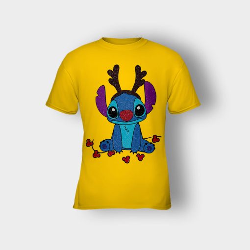 Resting-Christmas-Face-Disney-Lilo-And-Stitch-Kids-T-Shirt-Gold