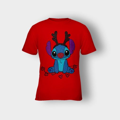 Resting-Christmas-Face-Disney-Lilo-And-Stitch-Kids-T-Shirt-Red