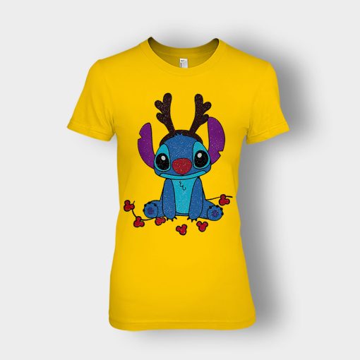 Resting-Christmas-Face-Disney-Lilo-And-Stitch-Ladies-T-Shirt-Gold