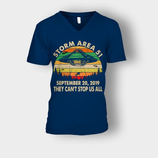 Retro-Sunset-Storm-Area-51-September-20-2019-They-Cant-Stop-Us-All-Unisex-V-Neck-T-Shirt-Navy