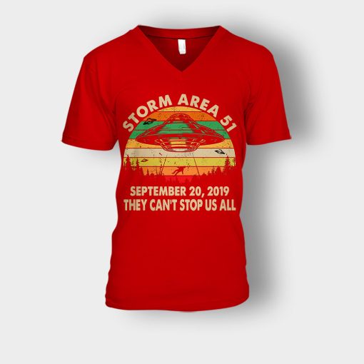 Retro-Sunset-Storm-Area-51-September-20-2019-They-Cant-Stop-Us-All-Unisex-V-Neck-T-Shirt-Red