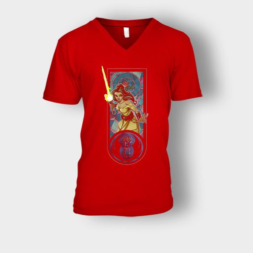 Royal-Master-Belles-Disney-Beauty-And-The-Beast-Unisex-V-Neck-T-Shirt-Red