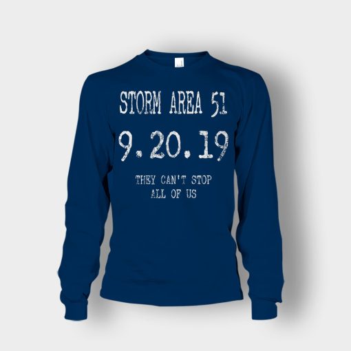 STORM-AREA-51-They-Cant-Stop-All-of-Us-Alien-UFO-Ver.-1-Unisex-Long-Sleeve-Navy