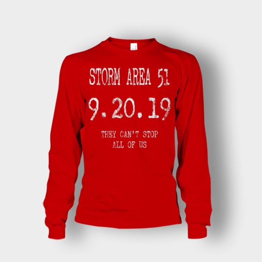 STORM-AREA-51-They-Cant-Stop-All-of-Us-Alien-UFO-Ver.-1-Unisex-Long-Sleeve-Red