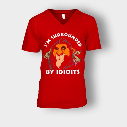 Scar-Surrounded-by-Idiots-The-Lion-King-Disney-Inspired-Unisex-V-Neck-T-Shirt-Red
