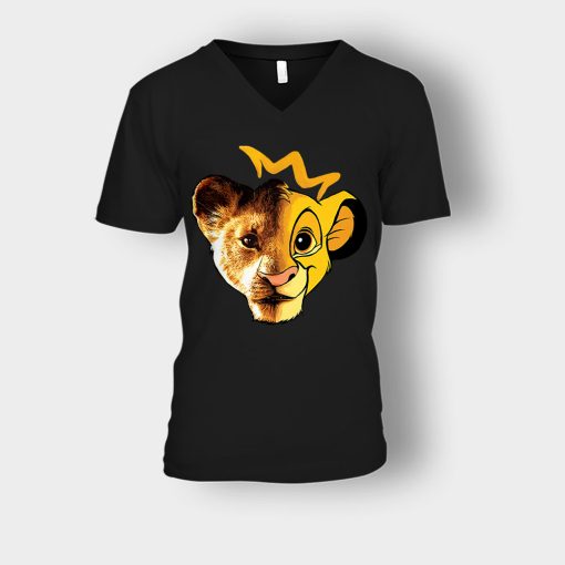 Simba-Old-And-New-Version-The-Lion-King-Disney-Inspired-Unisex-V-Neck-T-Shirt-Black