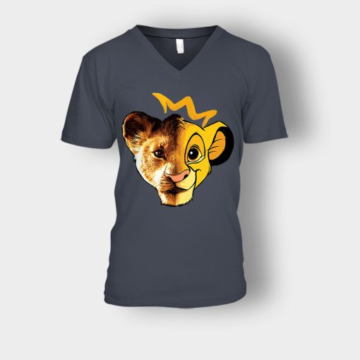 Simba-Old-And-New-Version-The-Lion-King-Disney-Inspired-Unisex-V-Neck-T-Shirt-Dark-Heather