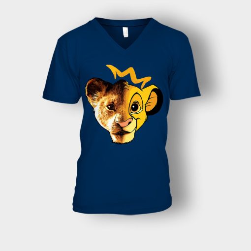 Simba-Old-And-New-Version-The-Lion-King-Disney-Inspired-Unisex-V-Neck-T-Shirt-Navy
