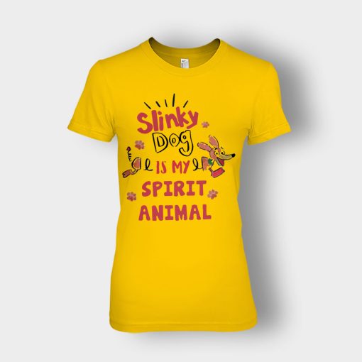 Slinky-Dog-Is-My-Spirit-Animal-Disney-Toy-Story-Ladies-T-Shirt-Gold