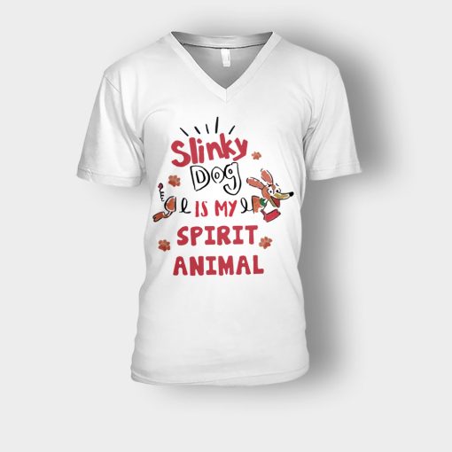 Slinky-Dog-Is-My-Spirit-Animal-Disney-Toy-Story-Unisex-V-Neck-T-Shirt-White