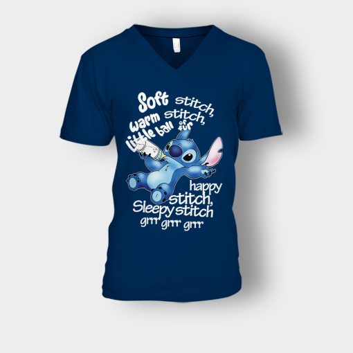 Soft-Warn-Disney-Lilo-And-Stitch-Unisex-V-Neck-T-Shirt-Navy