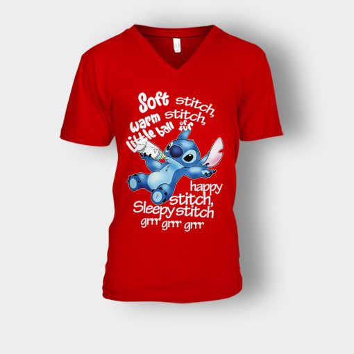 Soft-Warn-Disney-Lilo-And-Stitch-Unisex-V-Neck-T-Shirt-Red
