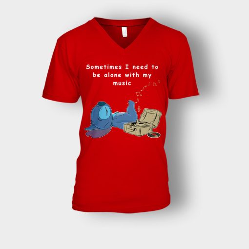Sometimes-I-Need-To-Be-Alone-Disney-Lilo-And-Stitch-Unisex-V-Neck-T-Shirt-Red