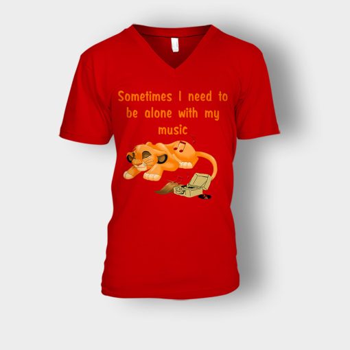 Sometimes-I-Need-To-Be-Alone-Simba-Disney-Inspired-Unisex-V-Neck-T-Shirt-Red