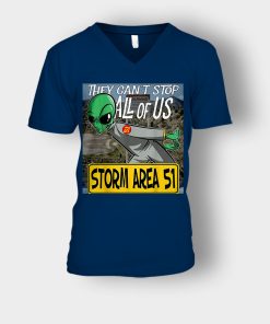Storm-Area-51-Aliens-they-cant-stop-all-of-us-Unisex-V-Neck-T-Shirt-Navy