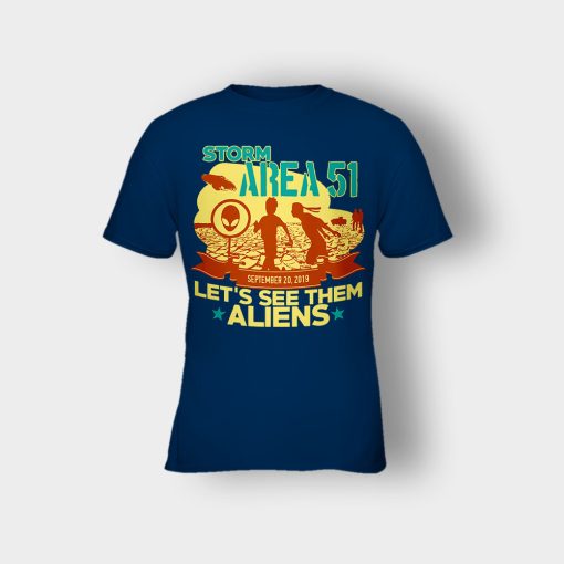 Storm-Area-51-Lets-see-them-Aliens-September-20-2019-Kids-T-Shirt-Navy